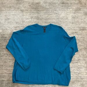 Eileen Fisher Teal Knit Crewneck Sweater